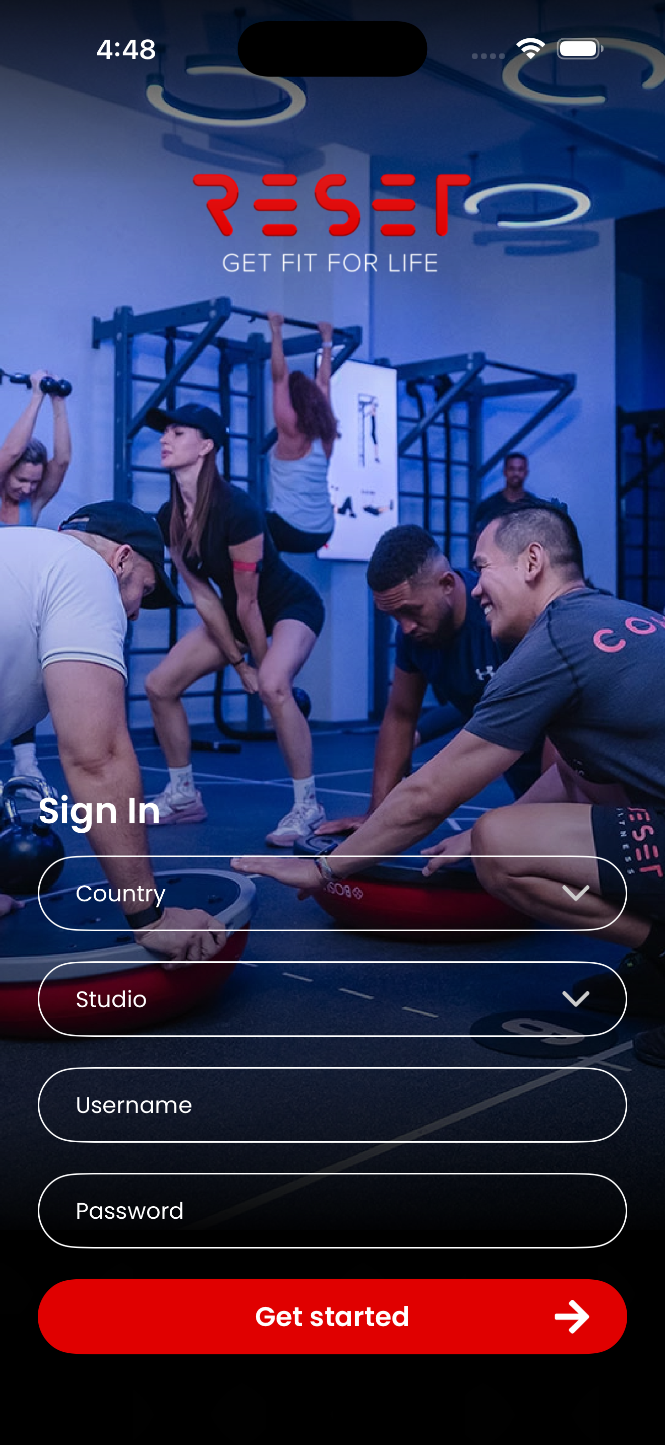Smart Coach login screen